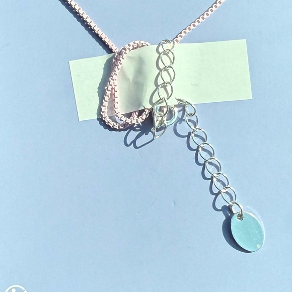 Claire's Vibrant Pink Heart Necklace with Faux Rhinestone & Pink Chain - Picture 3 of 9